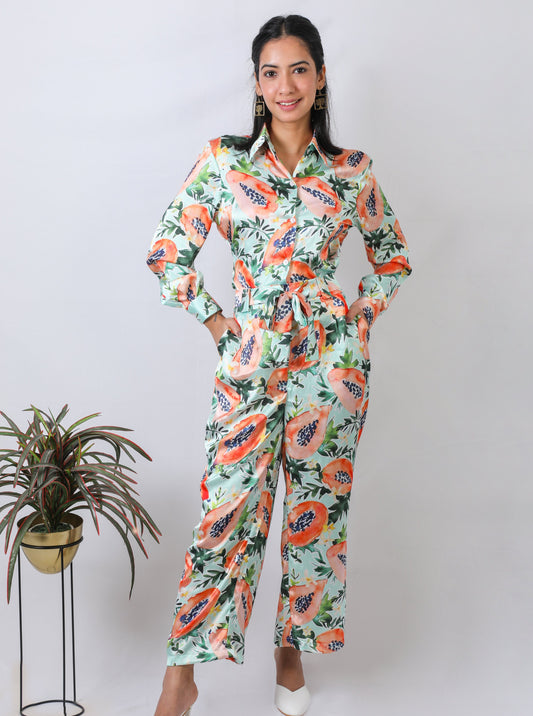 Printed Collared Neck Co ord Set